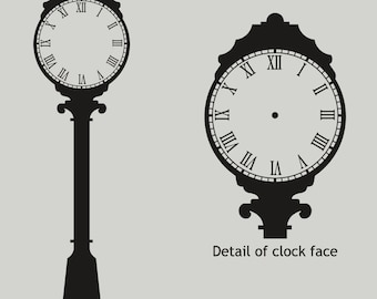 Vinilo adhesivo para reloj de pared exclusivo: reloj de calle de ciudad de tamaño real en los colores que elijas