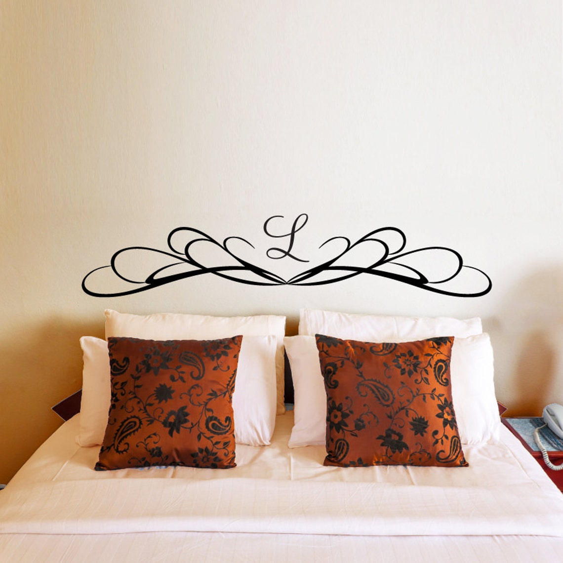 Headboard Wall Decal Customized with Your Initial Etsy