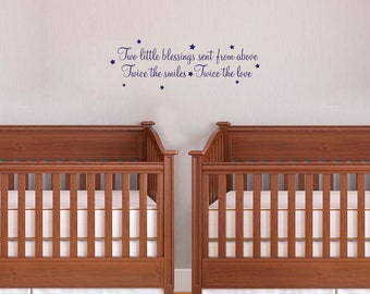 Nursery Vinyl Wall Art For Twins - Great Way to Welcome Home Twin Babies