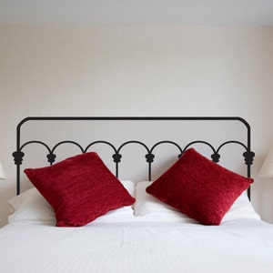 GREAT idea for small rooms! Vinyl Decal Headboard Wrought Iron Design - YOUR Choice of colors! Removable Vinyl Wall Decal