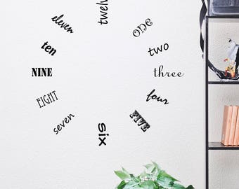 Large Wall Clock Vinyl Wall Decal - HGTV Inspired Design Your choice of Colors - Clock Movement NOT Included - Removable Vinyl Sticker