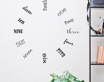 Gran reloj de pared vinilo pared calcomanía - HGTV inspirado diseño su elección de colores - Movimiento del reloj no incluido - Pegatina de vinilo extraíble