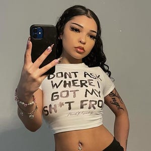 Y2K &quot;Don&#39;t Ask Where I Got My Sh*t From&quot; Cropped Tee - Bold Streetwear Attitude, Retro 2000s Graphic Top, Sassy Urban Fashion, Gift for Her