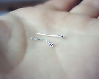 Silver nose pin, silver body jewelry, nose stud,  sparkly earring, 925 Silver, simple silver stud