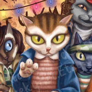 Strange Thangs Cats - 8x10 art print - 11 and the boys are heading to the upside down.