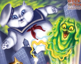 Ghosty Cats - 8x10" print - Venkcat, 'Smallow Cat and Slimey Kitty