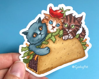 Cat Taco - pegatina de vinilo de 3" o imán para los amantes de los gatos