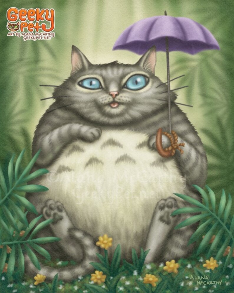 Totorou Cat 8 x 10 art print Big Fat Cat image 1