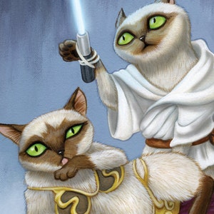 Brother and Sister Sci-fi Cats 8x10 art print image 3