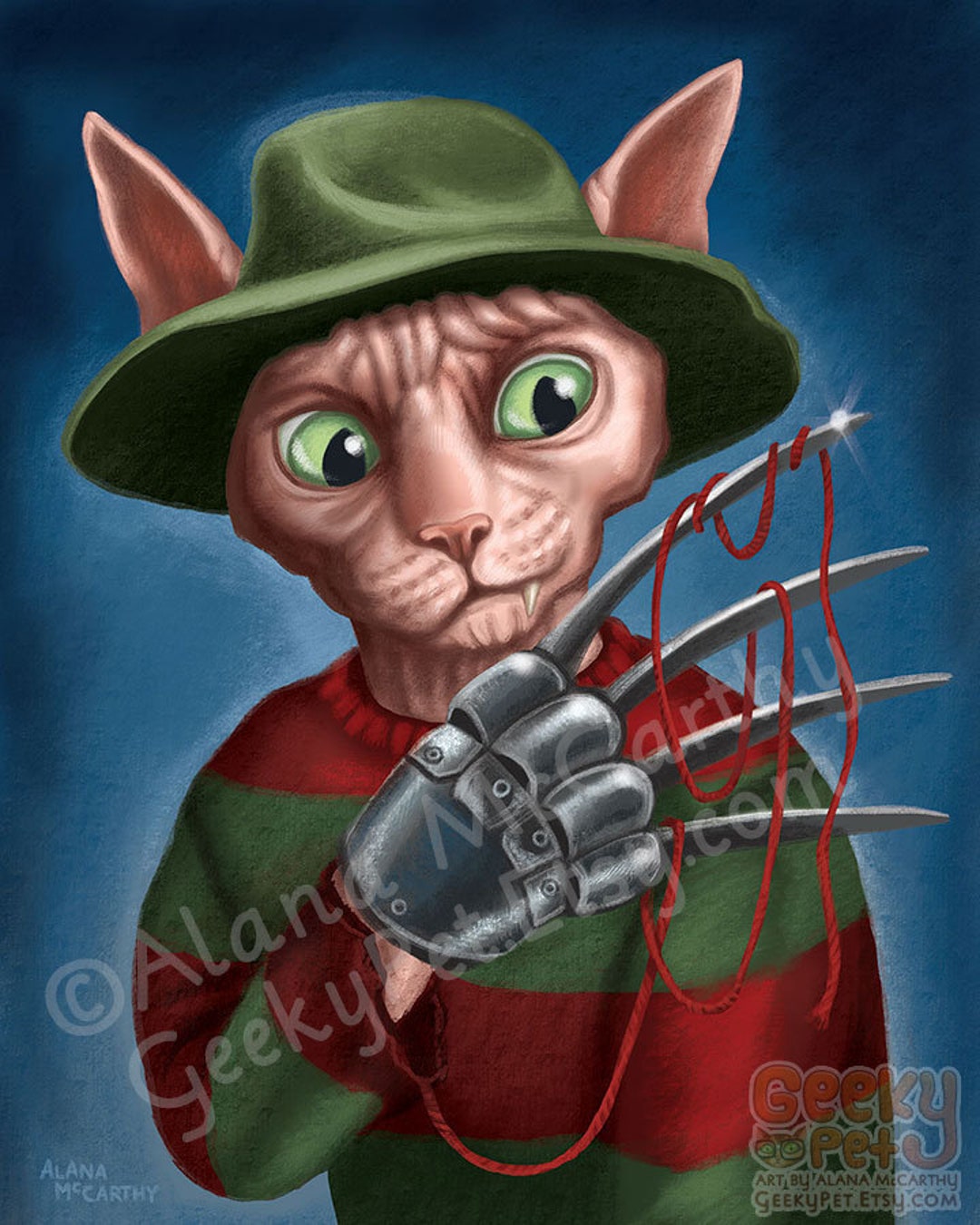 Freddy Krueger Cat 8 X 10 Art Print Nightmare on Elm - Etsy