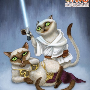 Brother and Sister Sci-fi Cats 8x10 art print image 1