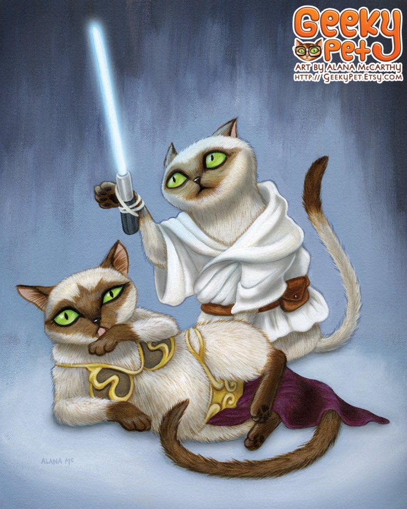 Brother and Sister Sci-fi Cats 8x10 art print image 1