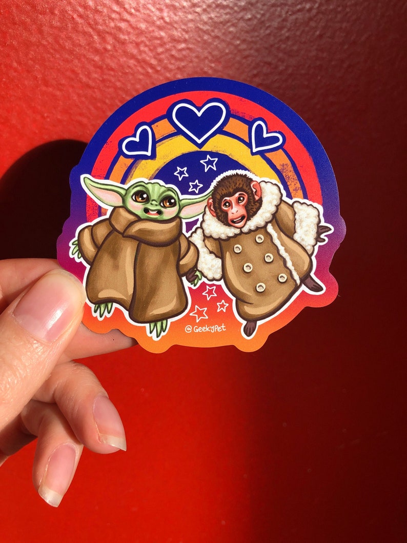 IKEA Monkey and Small Green Cute Alien BFFs 3 magnet image 1