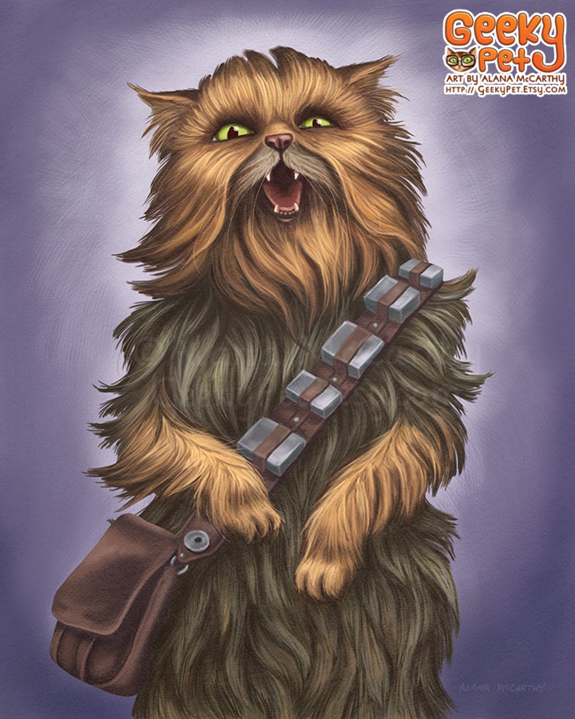 Chewbacca Cat 8x10 Art Print Star Wars Chewbacca Cat Etsy