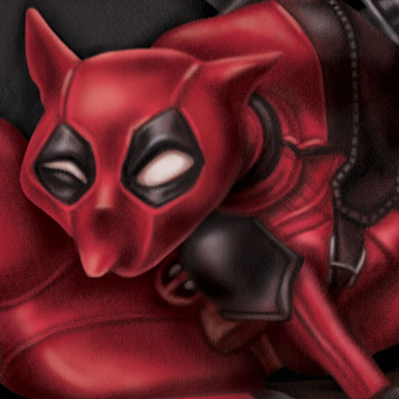Deadpool Cat 10 x 8 art print Etsy