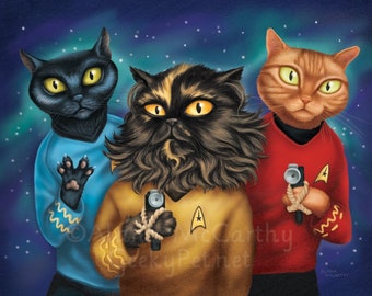 Sci-fi Trio Cats - 10 x 8" print