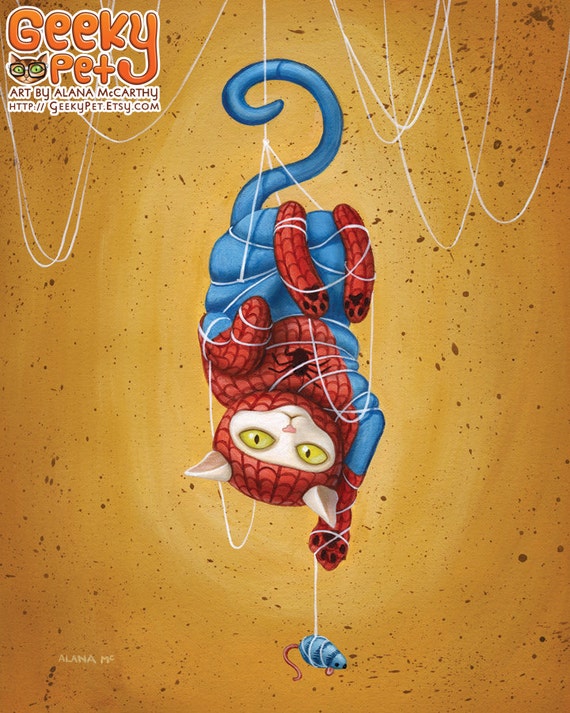 Spideycat 8 X 10 Art Print Cat Dressed Like Spiderman - Etsy