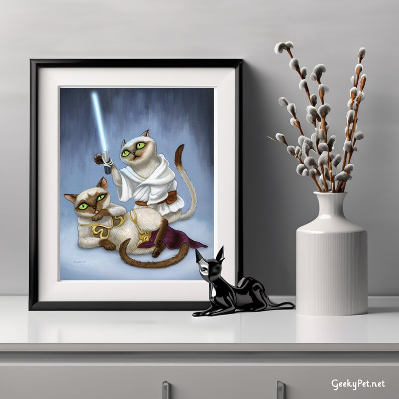 Brother and Sister Sci-fi Cats 8x10 art print image 2