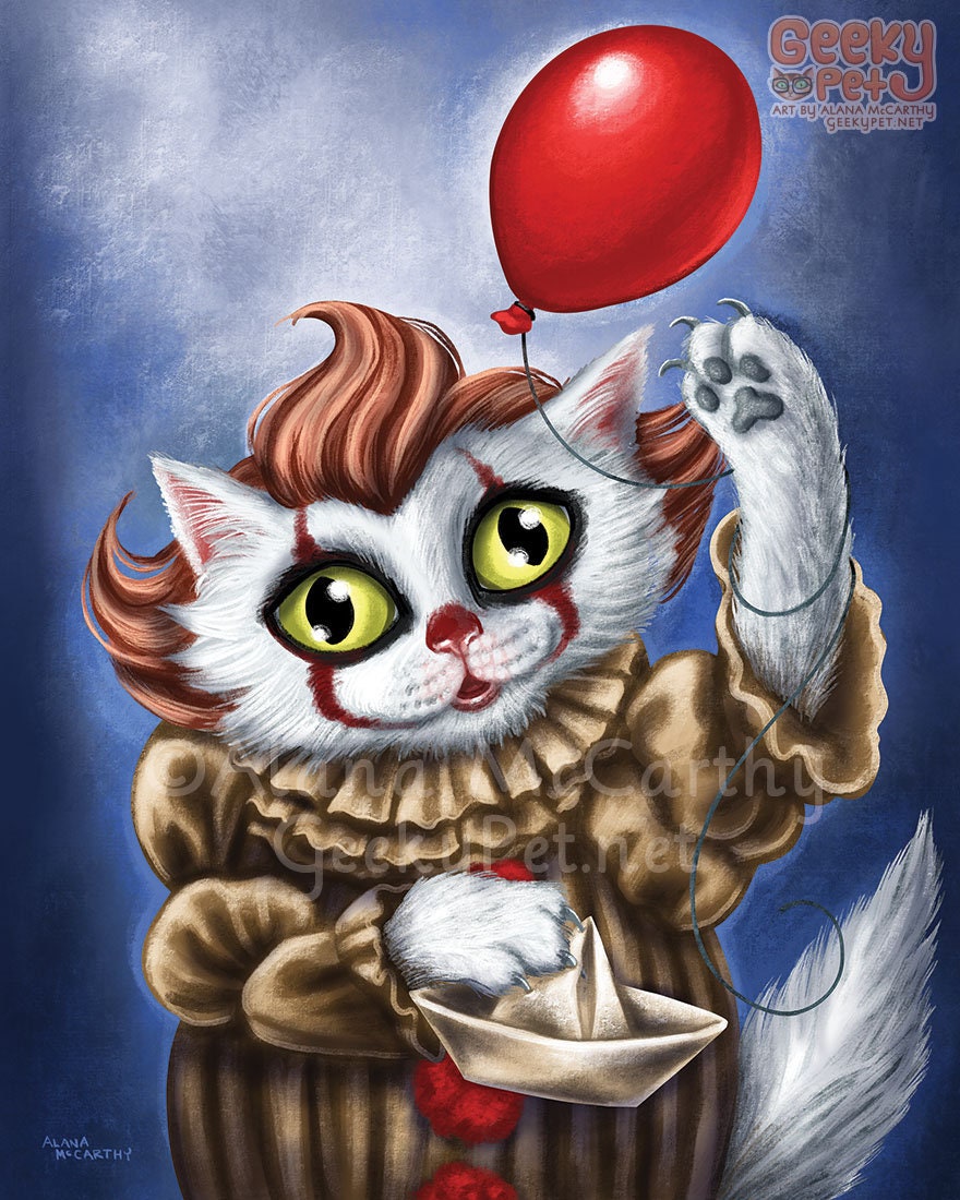 cat dressed as pennywise