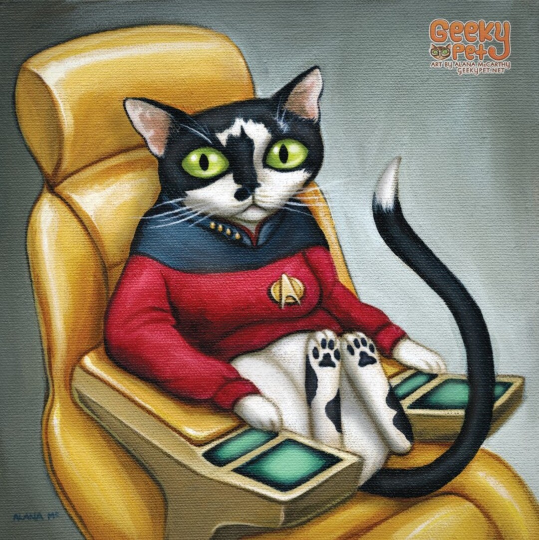 Sci-fi Captain Cat - Watercolor 8x8