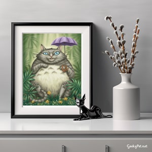 Chat Totorou Impression d'art 8 x 10 Gros gros chat image 2