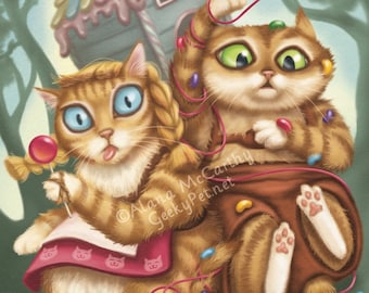 Candy Whisker Cats - 8 x 10" art print - A delightful adventure in the whimsical land of candy-coated cuddles