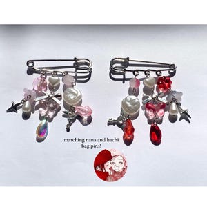 Nana x Hachi Matching Charms, Phone Charms & Bag Pins | Inspired by NANA Anime | Pink + Red Beaded Keychains | Handmade Gifts for Besties