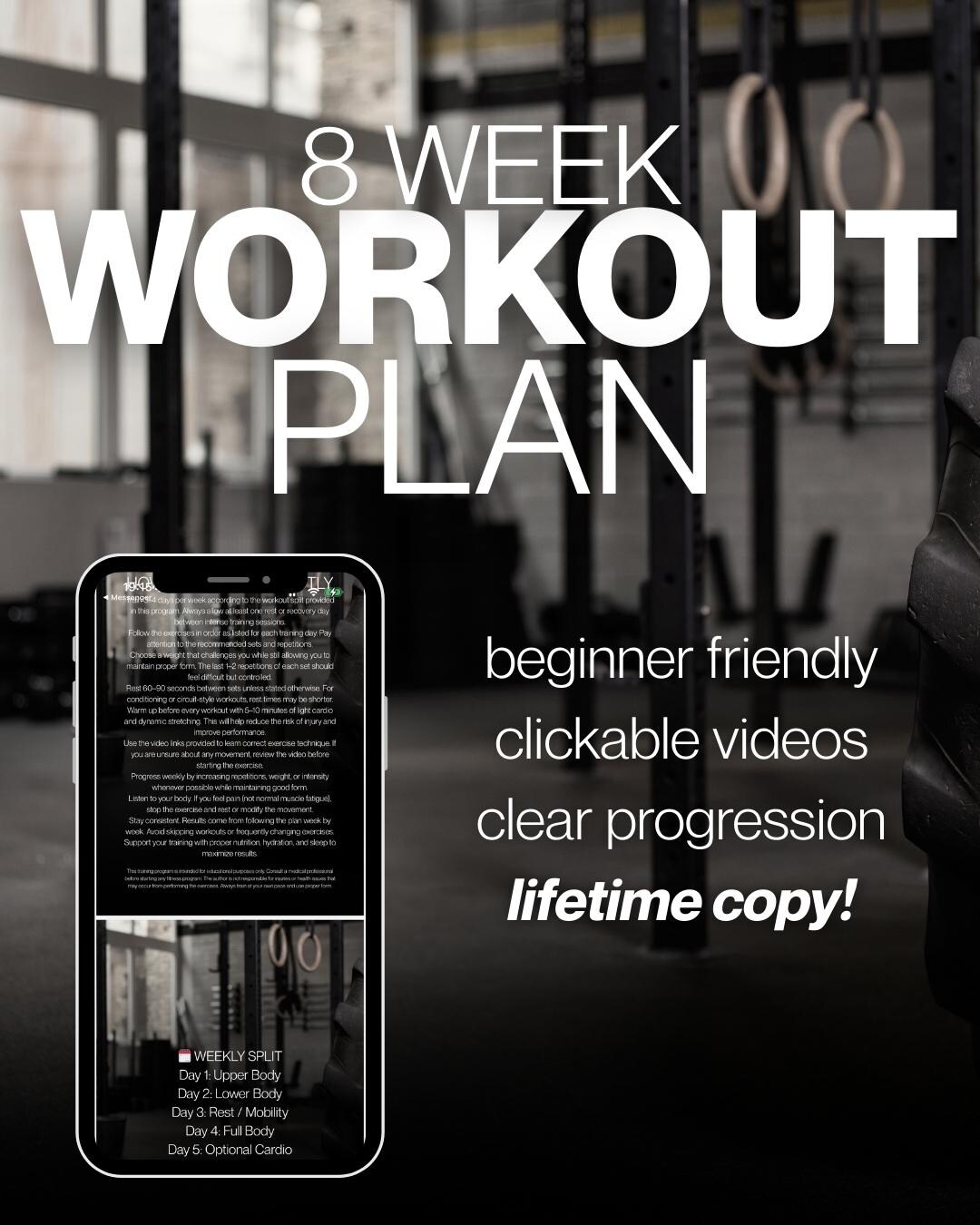 8-week Workout Plan Gym Home Training Program for Beginners & Athletes ...