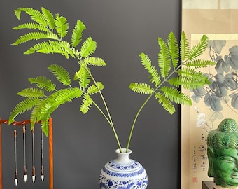 Artificial Fern Branches (Set of 3) | High-End Faux Tropical Foliage | Realistic Botanical Accent for Minimalist Vase Styling