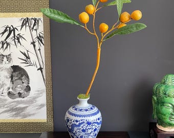 Realistic Faux Kumquat Branch | Artificial Citrus Fruit Stem | Decorative Botanical for Kitchen or Home Decor