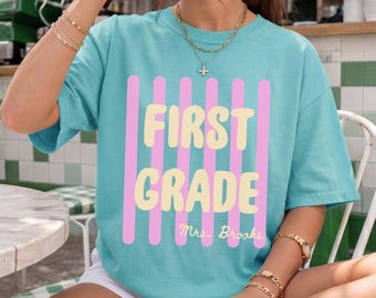 Comfort Colors® Custom Grade Level Teacher Shirt, Personalized Teacher Team Tee, Back To School Teacher Shirt, First Day Of School