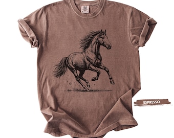 Camiseta con retrato de caballo vintage Comfort Colors®, camiseta rústica con boceto equino, regalo para amantes de los caballos de estilo western farmcore