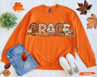 Personalized Fall sweatshirt, Custom Fall Sweatshirt, Thanksgiving Fall Thankful Sweatshirt, Pumpkins Custom Name Hoodie, Thanksgiving Gift