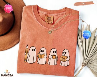 Halloween Teacher Shirt Comfort Colors®, Spooky Teacher Shirts, Halloween Gift for Teacher, Ghost Teacher Tee, Fall Autumn Teacher Shirt