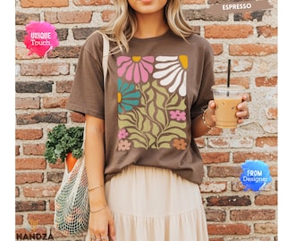 Boho Daisy Flower Tee Shirt Comfort Colors® Botanical Tee boho Tee wildflower shirt plant shirt retro floral T-shirt gardener trendy gifts