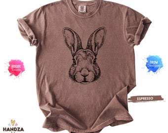 Comfort Colors® Rabbit Vintage Nature Tee, 2000s Wildlife Animal Shirt, Distressed Sketch Bunny Top, Retro Hippie Baggy Graphic T-Shirt
