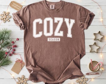 Comfort Colors® Cozy Season T-Shirt, Retro Fall Tee, Women Fall Shirt, Christmas Shirt, Get Cozy Tee, Holiday Gift Idea