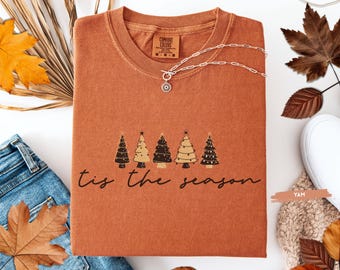 Comfort Colors® Christmas Shirt, Minimal Holiday Graphic Tee, Festive Winter Top, Simple Xmas Tree TShirt, Cute Gift for Her or Him