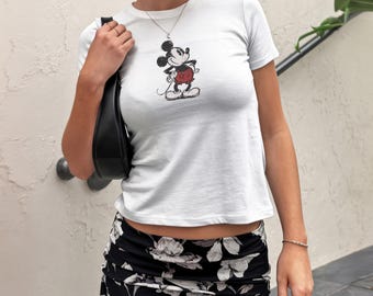 Retro Mickey Baby Tee | Classic Mickey Mouse Shirt | Y2K 90s Style Disney