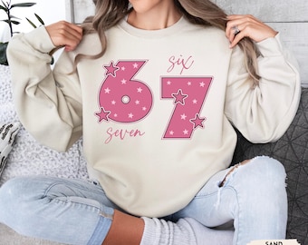 Six Seven Meme Shirt, Viral 67 Funny Tee, Colorful Retro Trend Top, Gen Z Aesthetic Number Shirt, Ice Cream 67 Sweatshirt