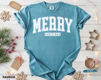 Comfort Colors® Merry Christmas Shirt, Retro Merry Tee