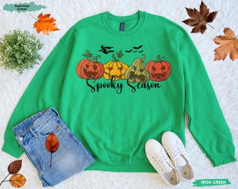 Halloween Pumpkin Sweatshirt, Floral Flower Halloween Pullover, Jack O Lantern Crewneck, Spooky Season Sweatshirt, Fall Cozy Top