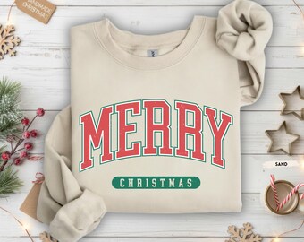 Retro Merry Christmas Sweatshirt, Merry Christmas Family Shirt, Womens Christmas Sweatshirt, Holiday Sweater, Merry Christmas Gift Shirt