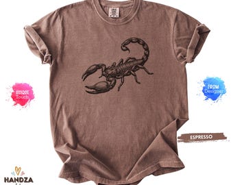Comfort Colors® Scorpion 90s Retro Tee, Mystical Washed Unisex Shirt, 2000s Nature Graphic T-Shirt, Unique Scorpion Lover Gift