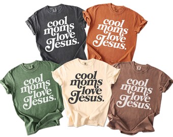 Comfort Colors® Christian Mom Shirt: Retro 'Cool Moms Love Jesus' - Faith Tee
