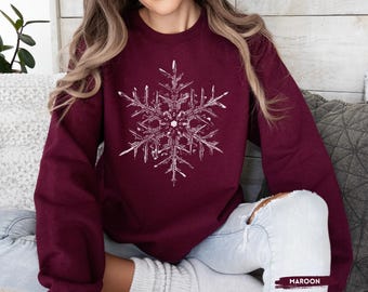 Snowflake Winter Christmas Sweatshirt, Snowflake Sweater, Snowflake Christmas Hoodie, Womens Christmas Sweater, Winter Snowflake Sweatshirt