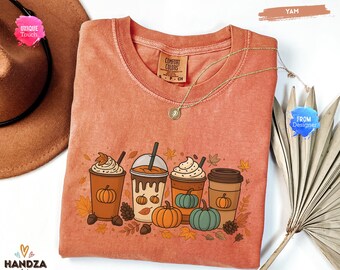 Comfort Colors® Fall Coffee Shirt, Cute Fall Sweatshirt, Thanksgiving Shirt, Halloween Shirt, Fall Sweatshirt, Coffee Lover Shirt
