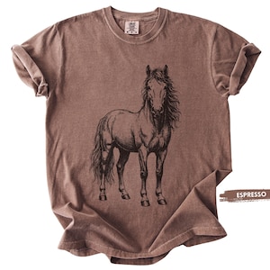 Comfort Colors® Standing Horse Graphic Tee, Vintage Western Equine Shirt, Rustic Ranch Life Nature Top