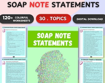2400 Soap Note Statements | Therapy Intervention Examples Reference Guide | Progress Note Sentence Therapist Worksheet