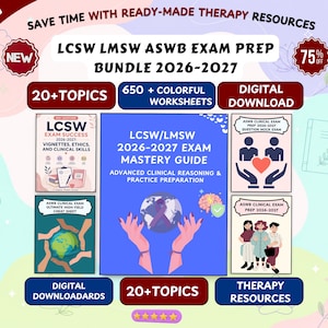 LCSW LMSW ASWB Exam Prep Bundle 2026-2027, 650+ Questions, Clinical Study Guide (Digital Download) image 1